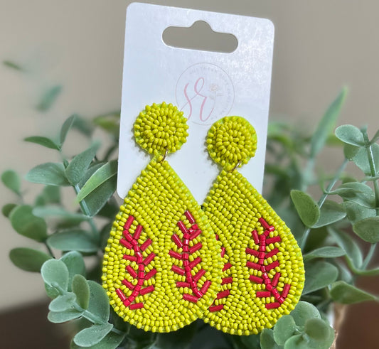 Softball Beaded Earrings